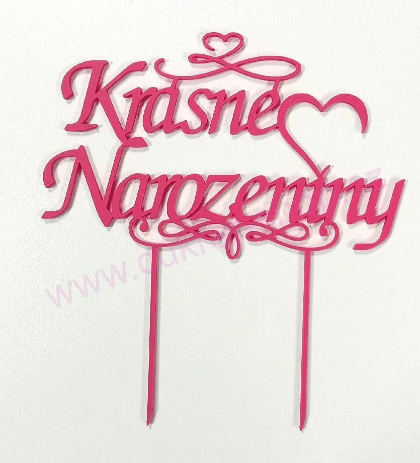 Zápich do dortu Krásné narozeniny RŮŽOVÁ