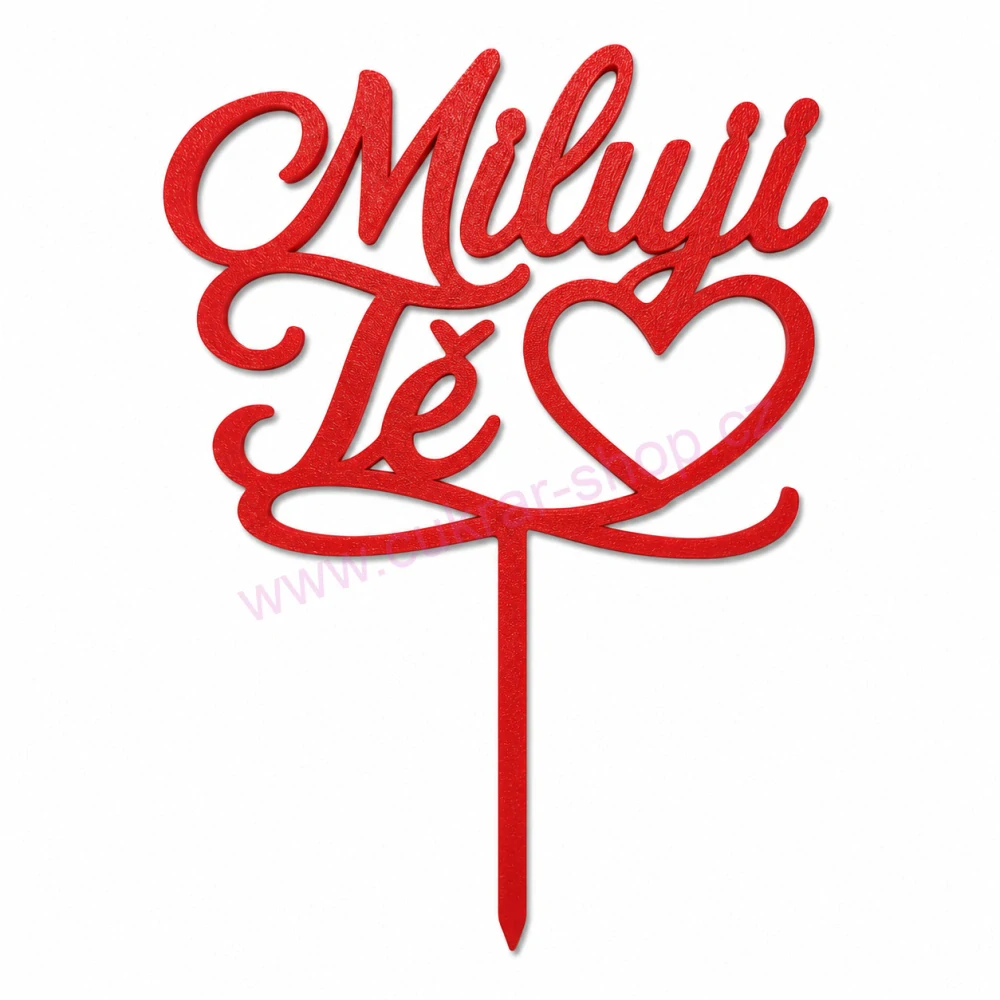 Zápich do dortu Miluji Tě / červená