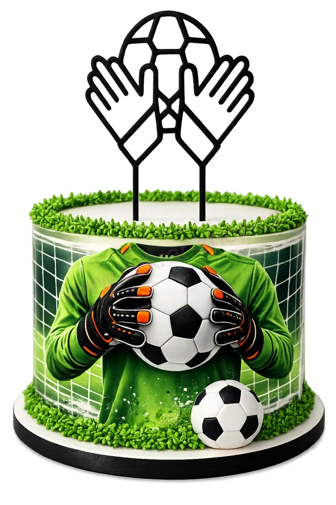 Zápich do dortu brankářské rukavice v akci