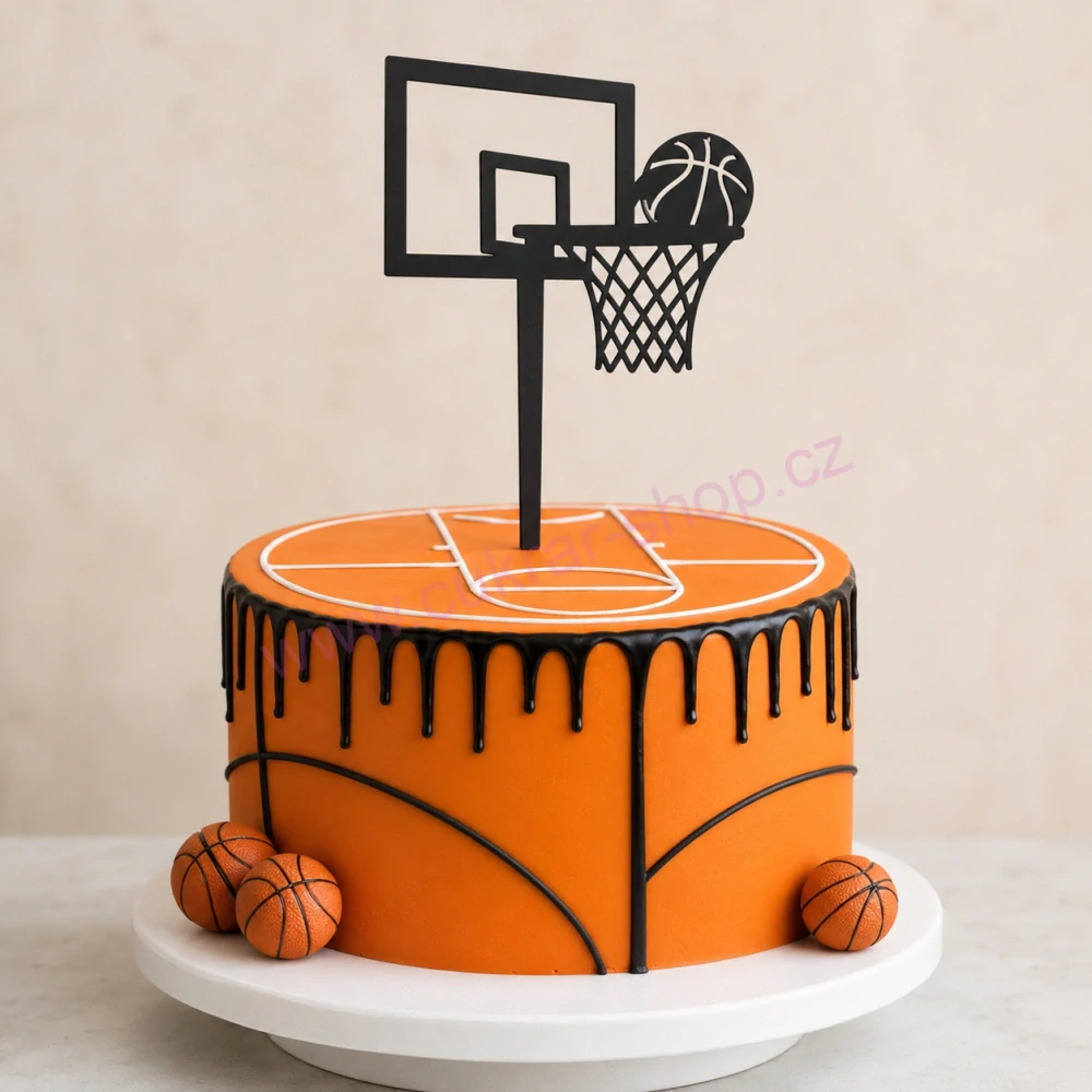 Zápich do dortu basketbalový koš s míčem
