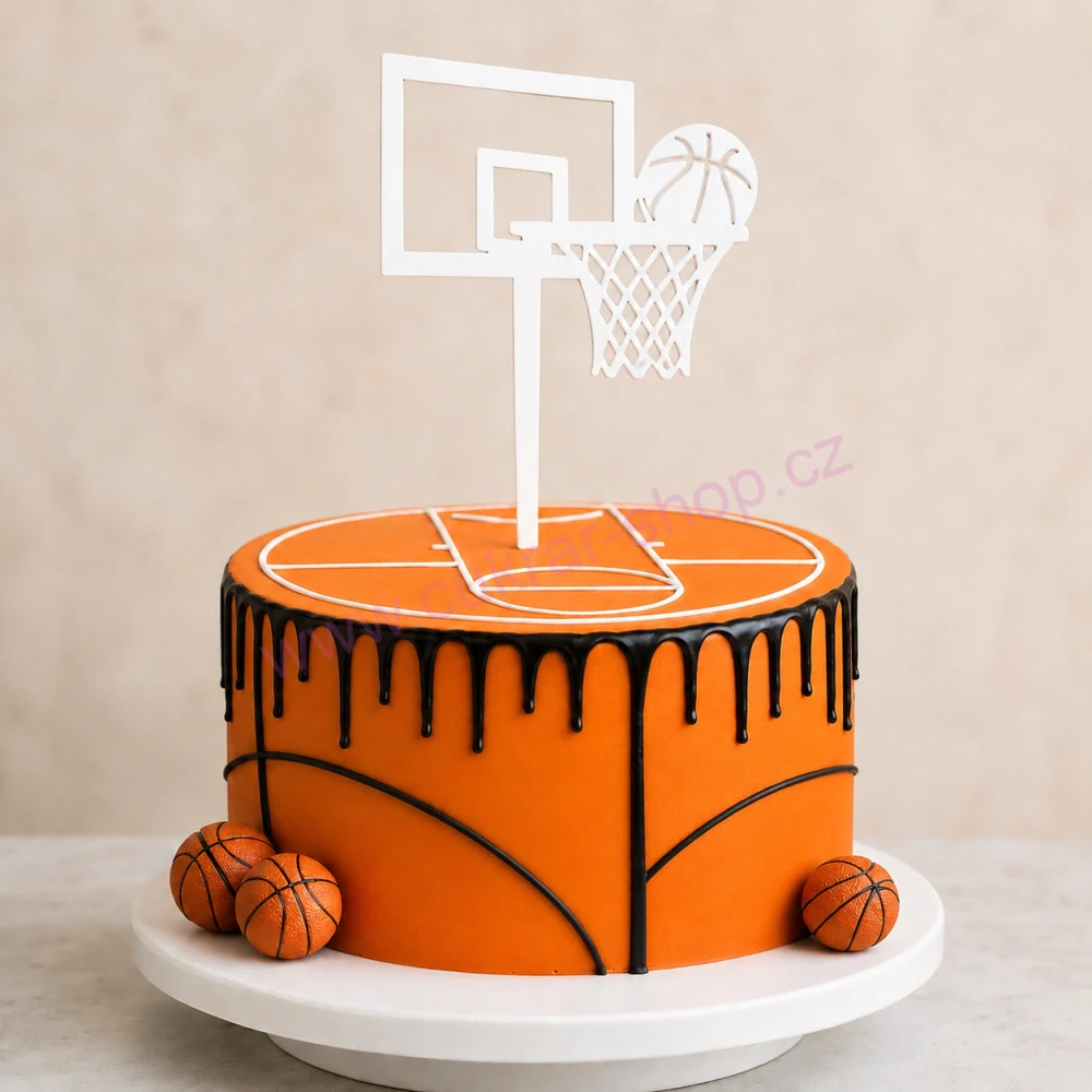 Zápich do dortu basketbalový koš s míčem