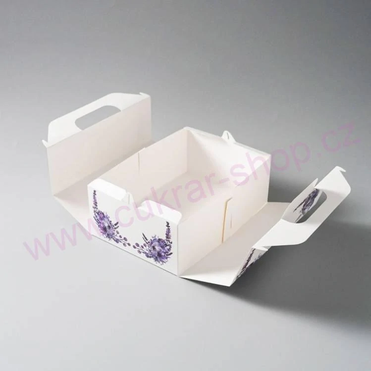 Výslužková krabice s rukojetí Lila 26x18x9,5cm 