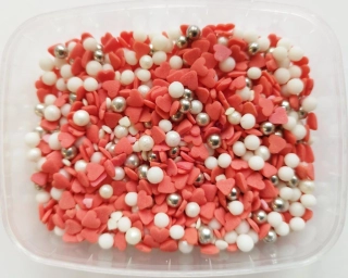 Cukrový mix červený (srdíčka/kuličky) 50g