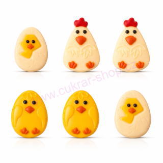 Čokoládová dekorace slepičky a kuřátka 3,5cm/6ks